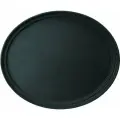 Поднос прорезиненный овальный Prohotel 590х490х30мм, пластик, черный