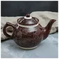 Чайник Риштанская Керамика Узоры, 700 мл, коричневый