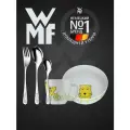 Набор детской посуды WMF Safari. Фарфоровые тарелка и кружка, столовые приборы из нержавеющей стали: вилка, чайная и столовая ложки