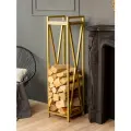Дровница подставка для дров для бани камина печи с полкой лофт Тонто золотой/серый
