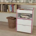 Тумба универсальная с 2 ящиками, для дома, для офиса, напольная, Бело-розовая