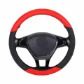 Оплетка, чехол (накидка) на руль Хонда н-бокс (2017 - 2020) микровэн / Honda N-BOX, Экокожа, Черный и красный