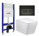Комплект 3 в 1 инсталляция Enio Tecnico 50 EN8050050 + Унитаз Vincea Q-Line VT1-12 + кнопка черная матовая, окантовка хром Rettangolo