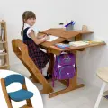 Парта для школьника, растущая парта и растущий стул, с подушкой, комплект, окрашен маслом