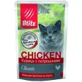 Корм влажный для кошек Blitz Classic Chicken курица с потрошками, паучи, 85г х 24 шт