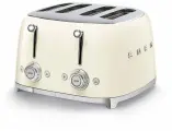 Тостер Smeg TSF03CREU кремовый, 4 ломтика, подогрев, размораживание, 6 уровней поджаривания
