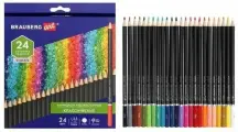 Карандаши художественные цветные BRAUBERG ART CLASSIC, 24 цвета, мягкий грифель 3,3 мм, 181537