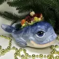 Irena-Co елочная игрушка, стекло Чудо-Юдо Рыба-Кит (14,5х8,5х6,5см)