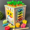 Развивающий деревянный БизиКуб Монтессори 6 в 1 Дятел на грядке