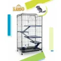 Клетка для хорьков, шиншилл, котят Kredo D801 BK, чёрная, на колёсах, 3 дверцы, 8 полок, выдвижной поддон.