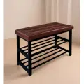 Банкетка для прихожей с мягким сиденьем и полками под обувь, нагрузка 200 кг