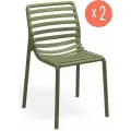 Комплект из 2-х садовых обеденных стульев NARDI Doga Bistrot, усиленный пластик, цвет агава