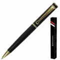 Ручка шариковая автоматическая Brauberg Perfect Black (бизнес-класса, корпус черный, золотистые детали, синяя) (141416), 25шт.