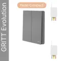 Беспроводной выключатель GRITT Evolution 2кл. графит комплект: 1 выкл, 2 реле 500Вт EV231220GR