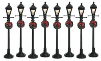 Набор статуэток Рождественские уличные фонари, 11 см, 8 шт, подсветка, батарейки
