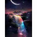 Алмазная мозаика на подрамнике 40x50 см. BoomBoomShop. Разноцветный водопад в лунном свете