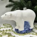 Irena-Co елочная игрушка, стекло Белая медведица (15,5х11х5,5см)