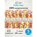 Пряжа для вязания ALIZE 'Puffy Color', 100г, 9м (100% микрополиэстер) (6531 секционный), 5 мотков