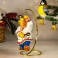 Елочная игрушка медведь с ложками в рубашке стеклянная