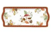 Блюдо, 35х15 см, фарфор P, белое, прямоугольное, Грибы и листья, Autumn Breeze (Easy Life)