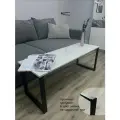Журнальный столик на металлическом каркасе (большой, Мрамор белый)