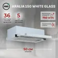 Кухонная вытяжка встраиваемая MBS ARALIA 150 WHITE GLASS/50 см/производительность 750м3/ч, низкий уровень шума.