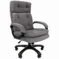 Кресло руководителя CHAIRMAN 442 велюр, серый с подголовником