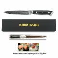 PREMIUM серия / Японский универсальный нож Kimatsugi Damascus / Настоящая дамасская сталь 67 слоев / VG-10 в обкладках / Длина лезвия 13 см / В подарочной коробке