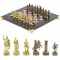 Шахматный набор Римляне доска 28х28 см лемезит змеевик фигуры цвет бронза-золото 119365