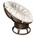 Кресло Папасан вращающийся из натурального ротанга 23/01В с подушкой, цвет темно-коричневый