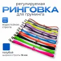 Ринговка Биотан, для груминга, влагостойкая, длина 50 см, ширина стропы 16 мм, быстросъёмная, голубая