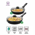 Набор 4 пр. Elan Gallery гармония вкуса Черный Оникс Сковорода глубокая 24 см, 28 см + крышки + съёмные ручки