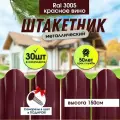 Заборчик садовый для дома Штакетник Красное вино 150см