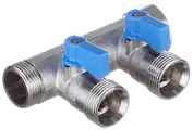 Коллектор Henco (VB050502-BLAUW) 3/4 ВР(г) х 2 выхода 3/4 НР(ш) ЕК х 3/4 НР(ш) с шаровыми кранами