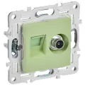 Розетка двойная TV + RJ45 IEK SKANDY кат.5E мятный SK-A14G SK-AK20-1-K06