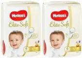 HUGGIES Подгузники Элит Софт 4 , от 8 до 14 кг , 19 шт, 2 упаковки
