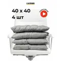 Подушка на стул с завязками Classmark 40х40 см, 100% хлопок / объемная декоративная сидушка подстилка квадратная 4 шт, серая