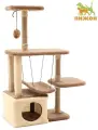 Пижон Комплекс для кошек с когтеточкой, разборный, с гамаком, 33×76×105 см, бежевый