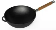 Сковорода WOK чугунная Гардарика, диаметр 24 см с ручкой, экологически чистый материал