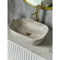 Раковина в ванную накладная глянцевый бежевый мрамор 460*320*140 мм RD-1015. US