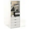 Стеллаж БАНГА-36, белый, с ящиками и открытой полкой, (ВхШхГ) 177,2х69,8х32,6 см, ЛДСП