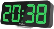 Часы настольные Спектр СК3210-Ч-З, с большими цифрами, с температурой, будильник, USB-питание