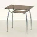 Стеклянный кухонный стол Вокал 10 бронза/хром (900х600 мм)