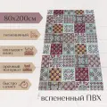 Напольный коврик для ванной из вспененного ПВХ 80x200 см, бордовый/серый/белый, с рисунком