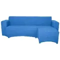 Чехол на угловой диван с оттоманкой справа Venera, цвет Голубой