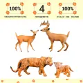 Набор фигурок животных серии Мир диких животных: Семья тигров и семья оленей, 4 предмета