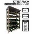 Винный стеллаж из дерева со столешницей для 25 бутылок. 5 ярусов по 5 ячеек. Грецкий орех