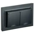 Розетка 2-м СП BRITE РСбш12-3-44-БрЧ 16А в сборе IP44 с крышкой черн. | код BR-R26-16-44-K02-F | IEK ( 1шт. )