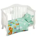 Детский комплект постельного белья из бязи АртПостель Улетные мишки Ясельный, в детскую кроватку, зеленый, зверюшки