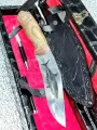 Нож туристический разделочный Акула в чехле ножнах и подарочный черный кожаный футляр , ручка нож в подарок